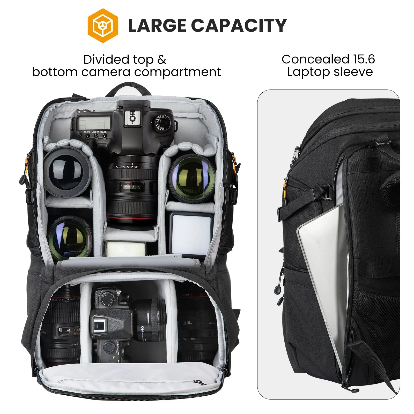 HX-XL 2 in 1 Camera Backpack Large Capacity TARION