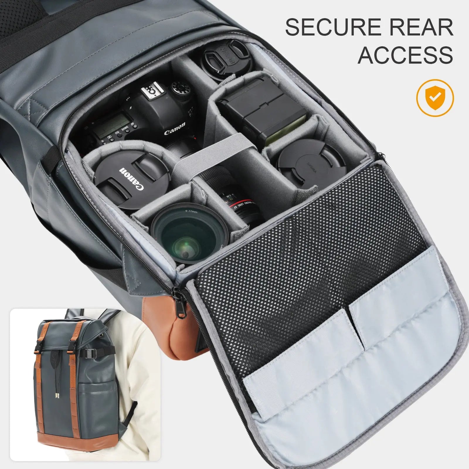 Leather Camera Backpack Venizia TARION