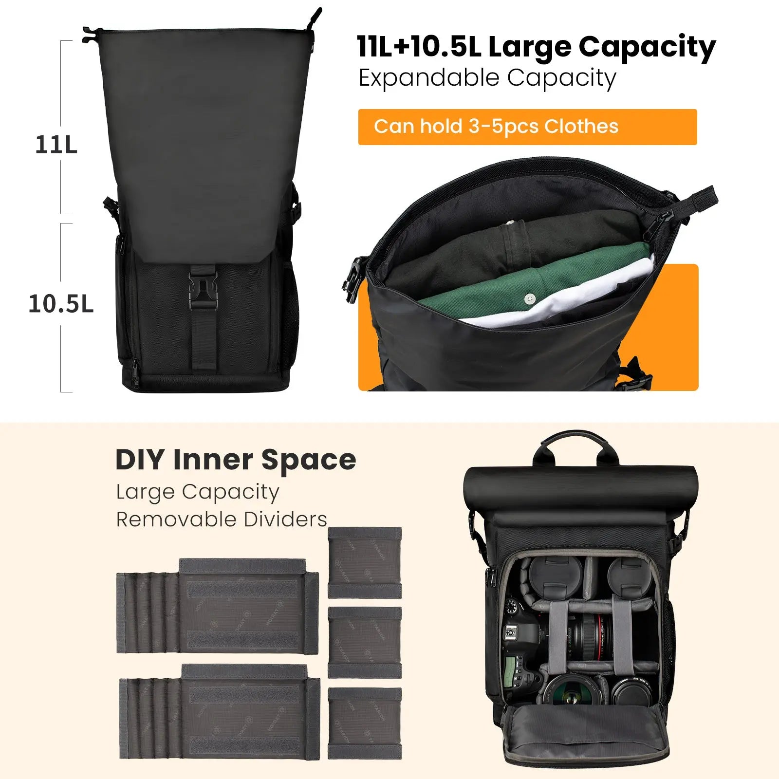 SP-01 Rolltop Camera Backpack TARION