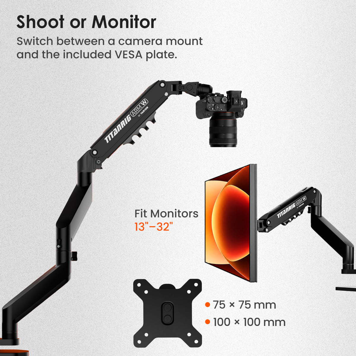 Titanrig Lite W Pneumatic Overhead Camera Desk Mount
