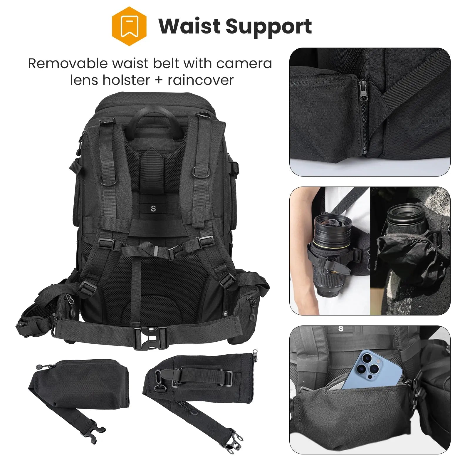 HX-XL 2 in 1 Camera Backpack Large Capacity TARION