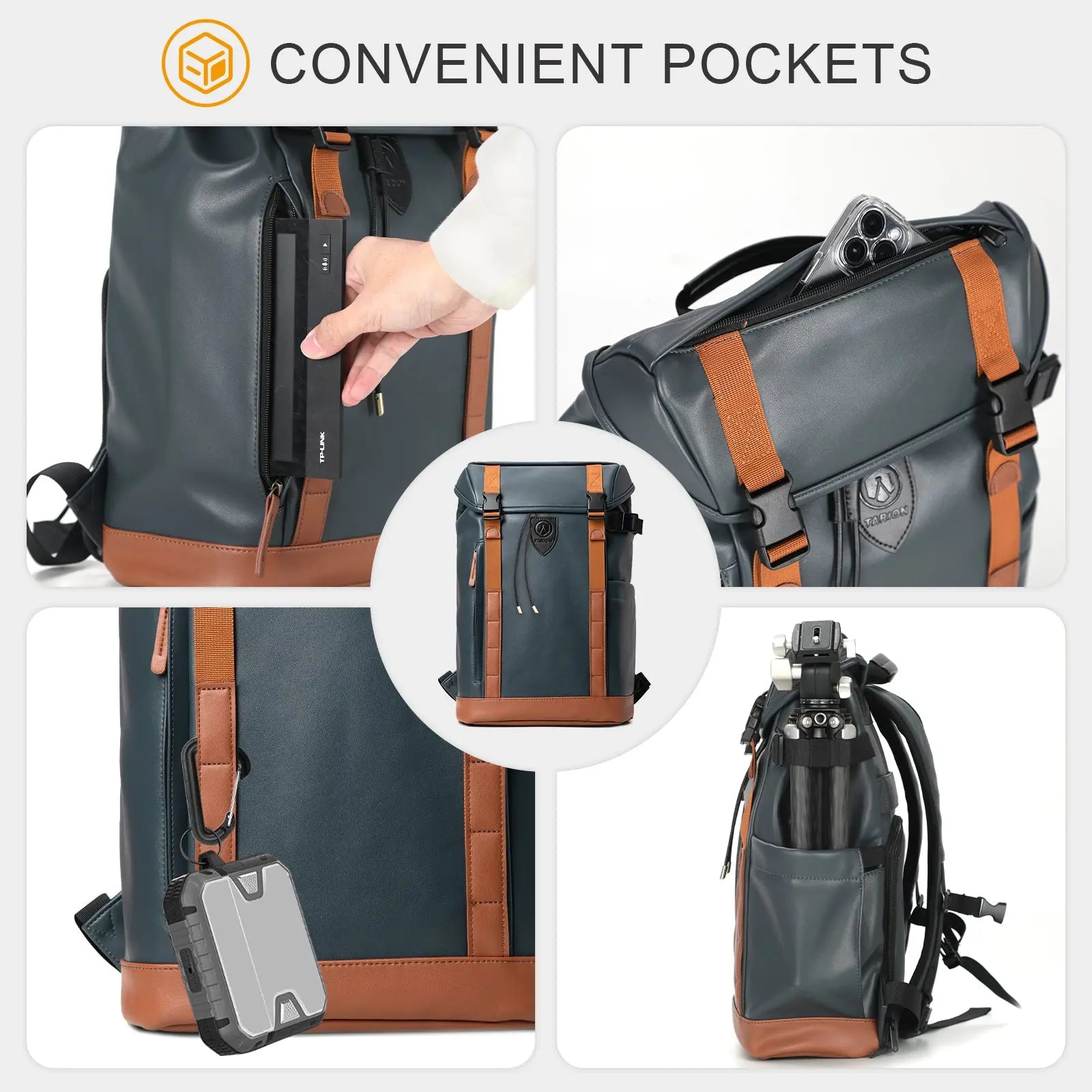 Leather Camera Backpack Venizia TARION