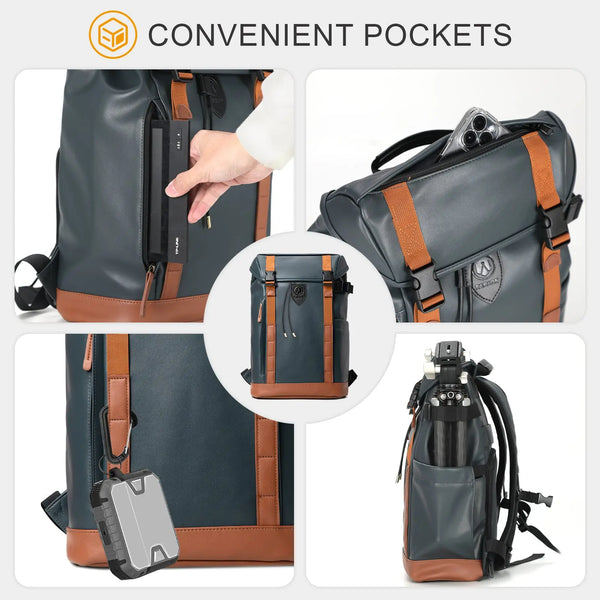 Leather Camera Backpack Venizia TARION