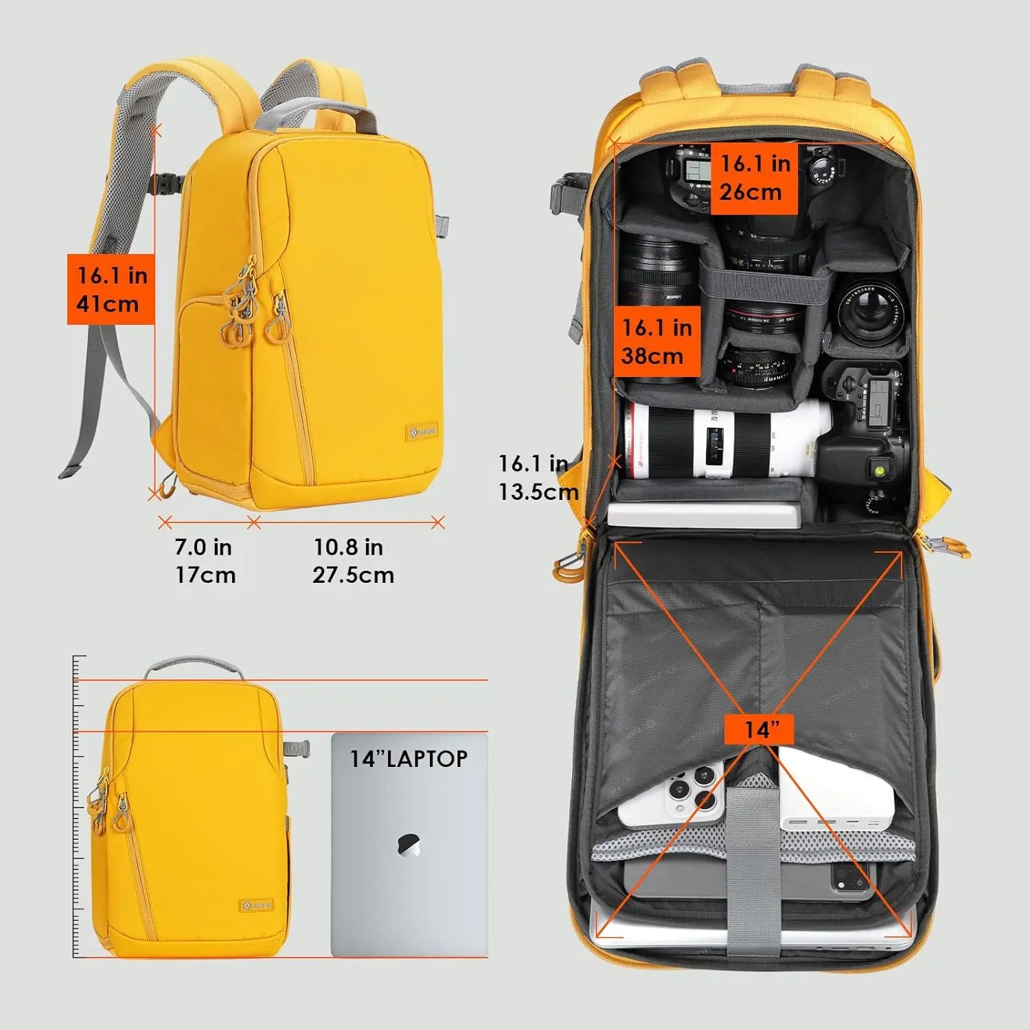 TR-L Slim Camera Backpack Yellow TARION