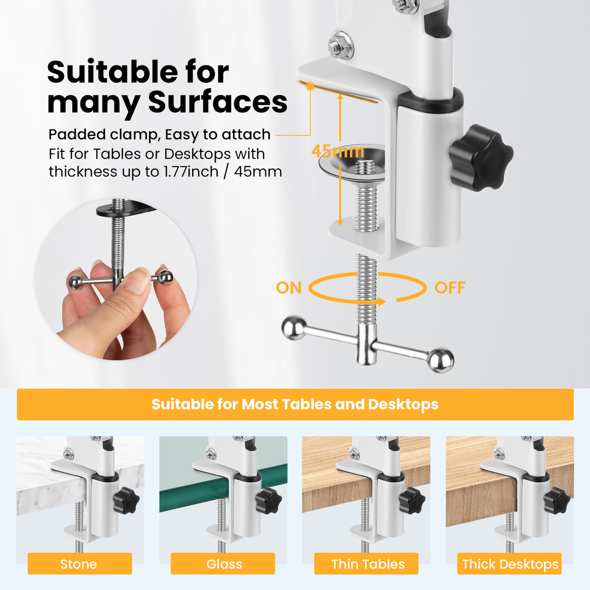 1/4" Thread Universal Cantilever Arm Mount Kit (White)