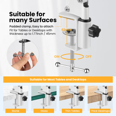 1/4" Thread Universal Cantilever Arm Mount Kit (White)