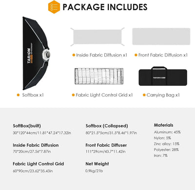 SOFTBEAM Quick-Fold Rectangular Softbox TARION