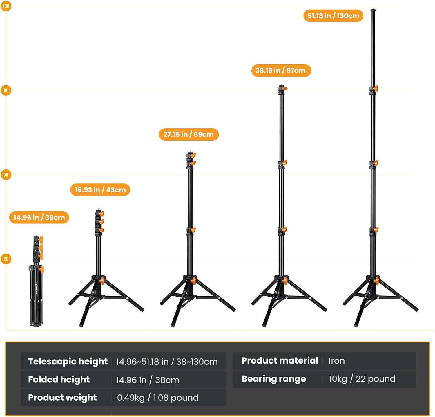 TLS-01 Soporte de Luz Portátil 130 CM 