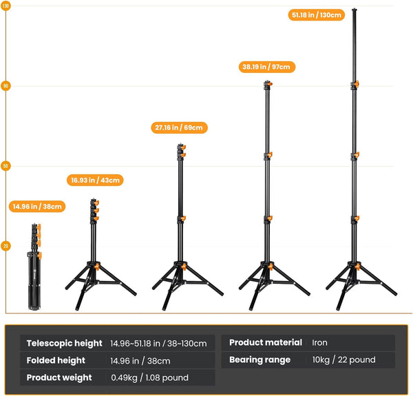 TLS-01 Soporte de Luz Portátil 130 CM 