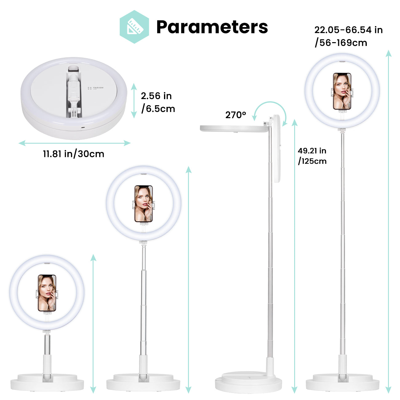 Anneau lumineux pliable de 11,8 po 