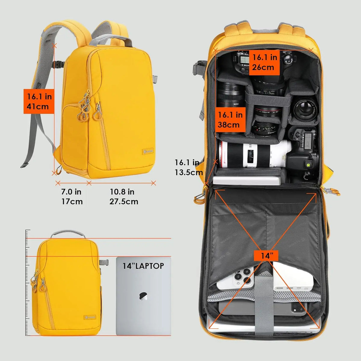 TR-L Slim Camera Backpack Yellow TARION