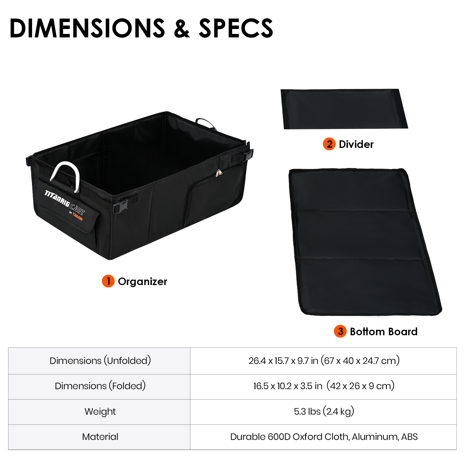 Foldable Organizer for Titanrig Cart Base