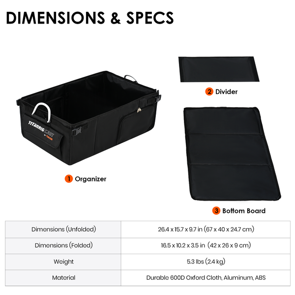 Foldable Organizer for Titanrig Cart Base