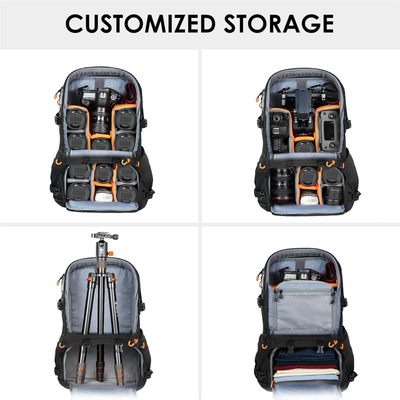 Camera backpack with customizable storage
