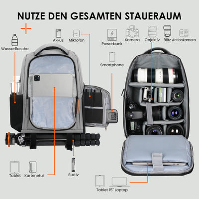 TB-04 Lightweight Camera Backpack Grey