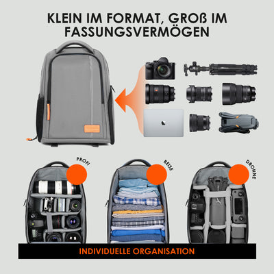 TB-04 Lightweight Camera Backpack Grey