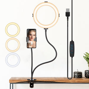 TARION 8" Ring Light goose neck with desk clamp