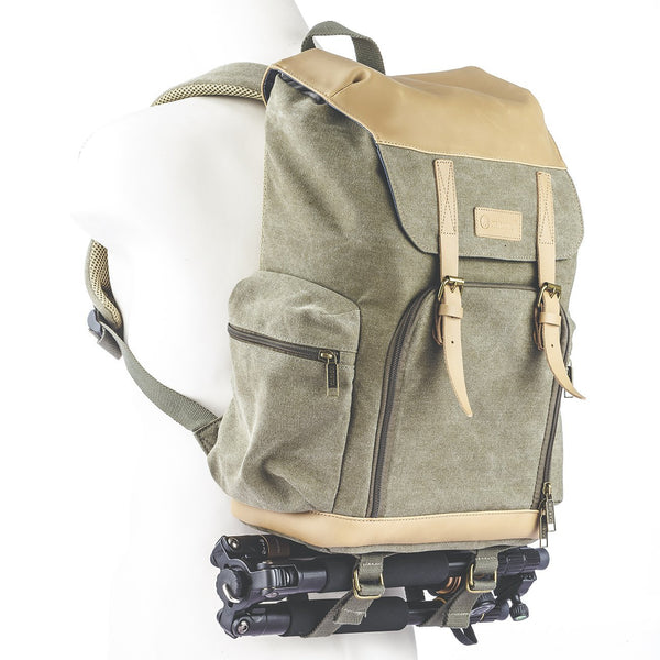 TARION M-02 Canvas Camera Backpack in Green & 278 Tripod