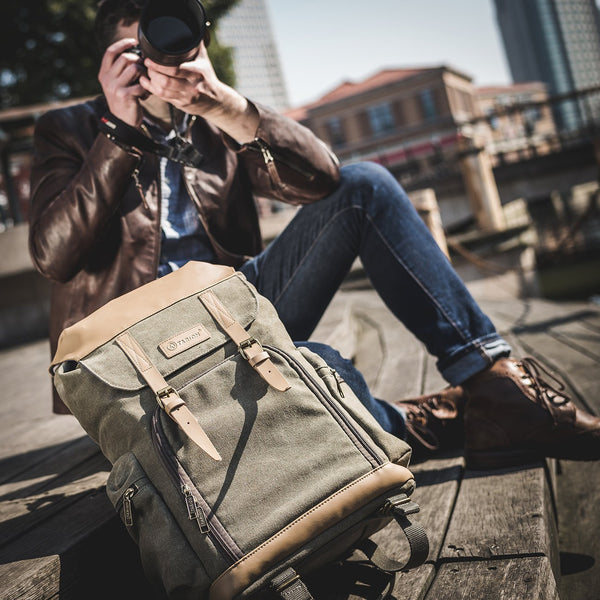 TARION M-02 Canvas Camera Backpack in Green